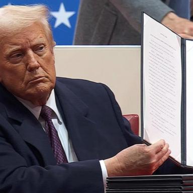 VIDEO: President Trump signs executive orders at Capitol One Arena