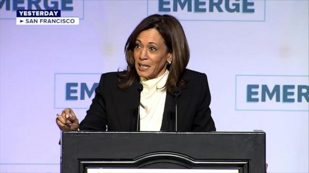 VIDEO: Kamala Harris calls out President Trump as speculation grows over her political future