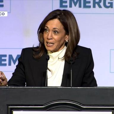 VIDEO: Kamala Harris calls out President Trump as speculation grows over her political future