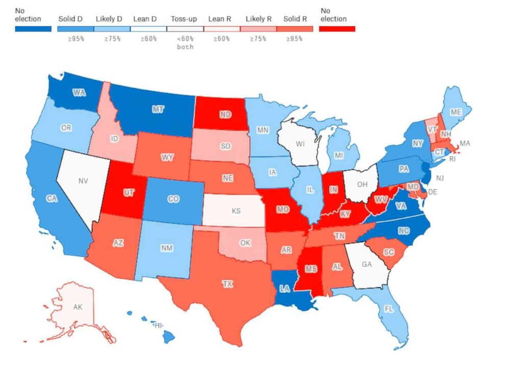 PHOTO: Midterm election forecast map.