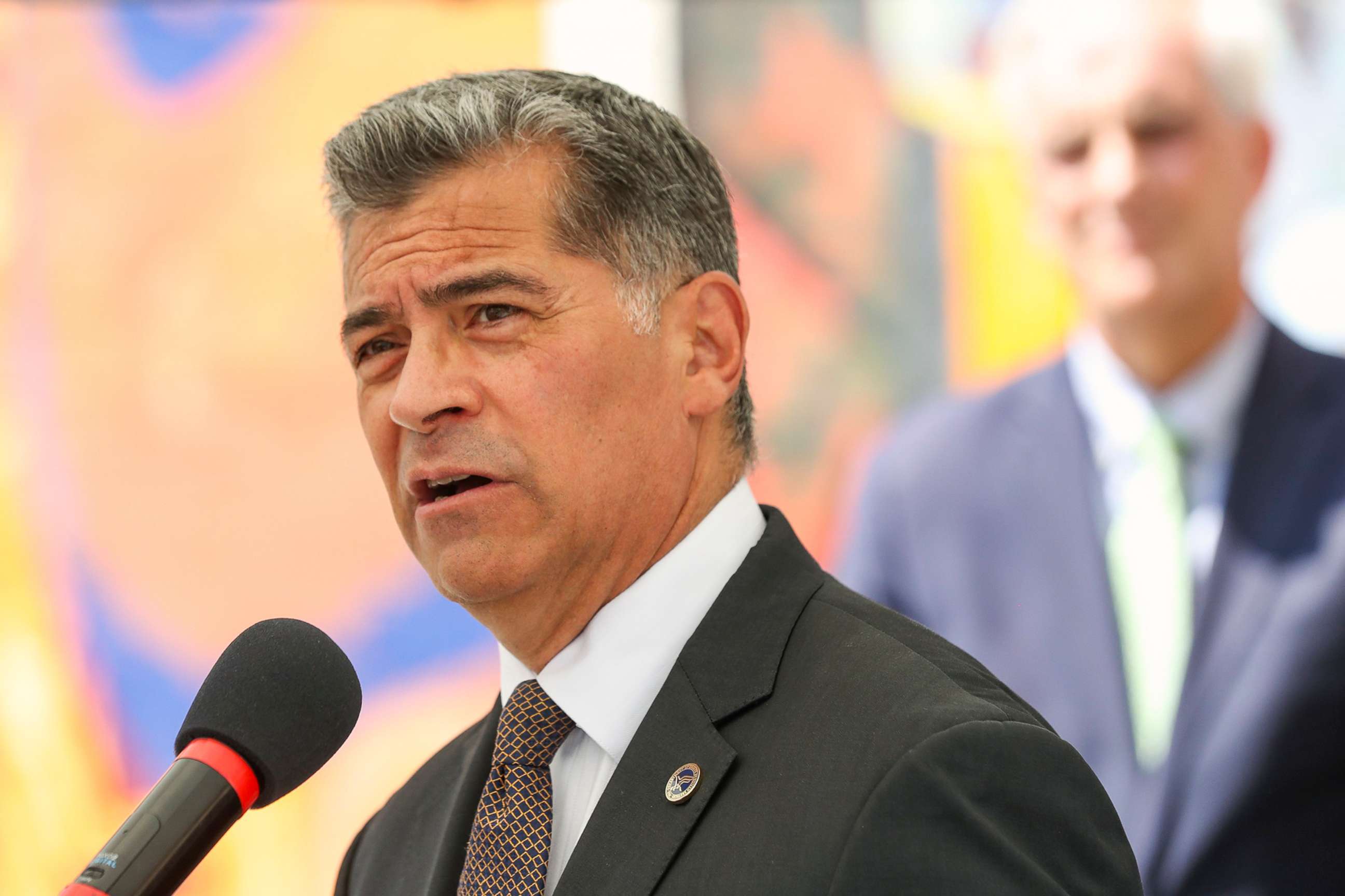 PHOTO: Xavier Becerra, Secretary of the Department of Health and Human Services, speaks during a press conference on the kickoff of 988, a national mental health hotline in Philadelphia, July 15, 2022.