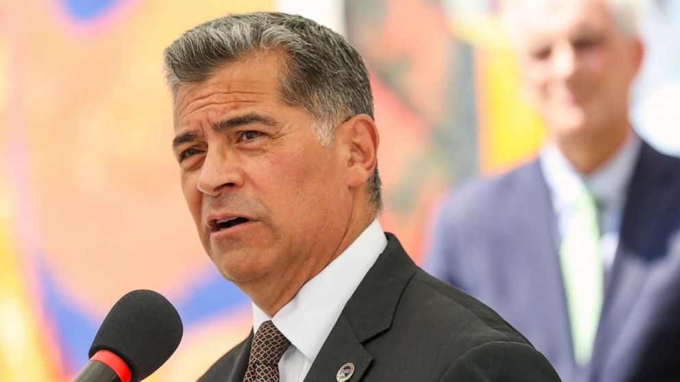 PHOTO: Xavier Becerra, Secretary of the Department of Health and Human Services, speaks during a press conference on the kickoff of 988, a national mental health hotline in Philadelphia, July 15, 2022.