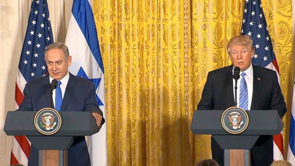 PHOTO: Israeli Prime Minister Benjamin Netanyahu and President Donald Trump speak at a joint press conference at the White House in Washington, Feb. 15, 2017.