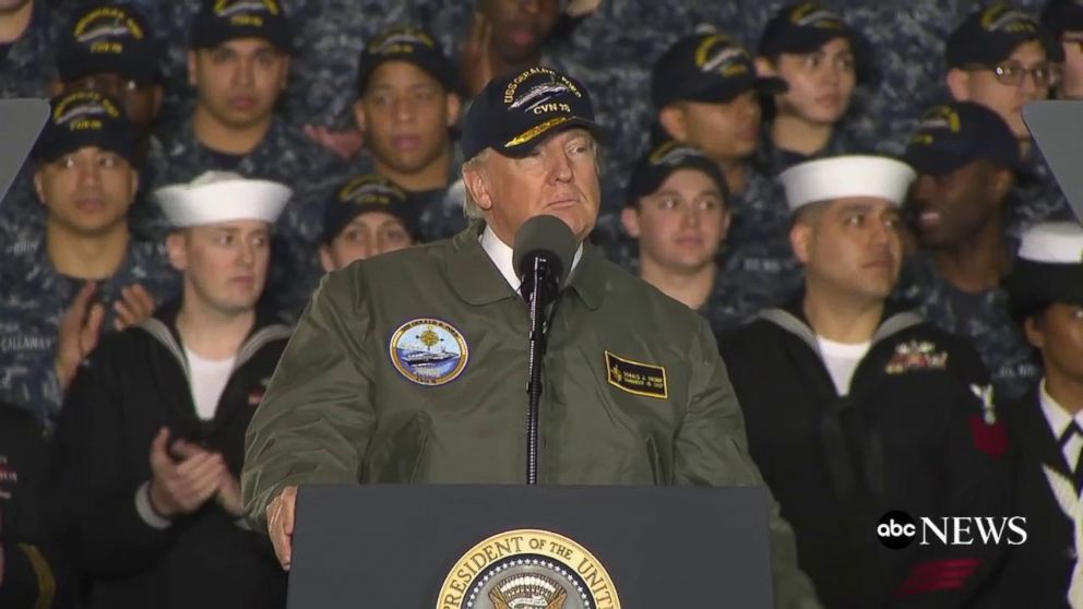 U.S. President Donald Trump speaks in Newport News, Virginia, on March 2, 2017.