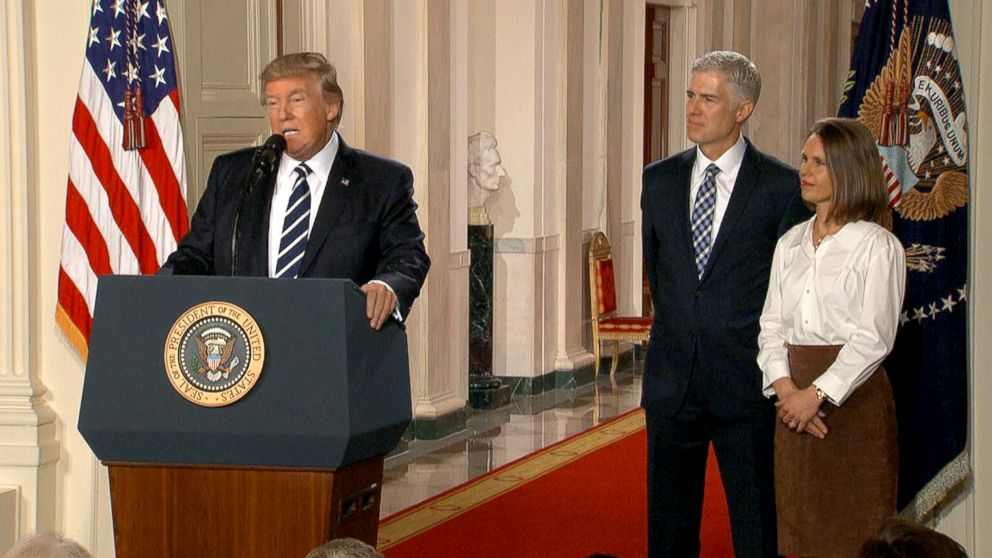 PHOTO: President Donald Trump with his Supreme Court nominee, Judge Neil Gorsuch and his wife. 