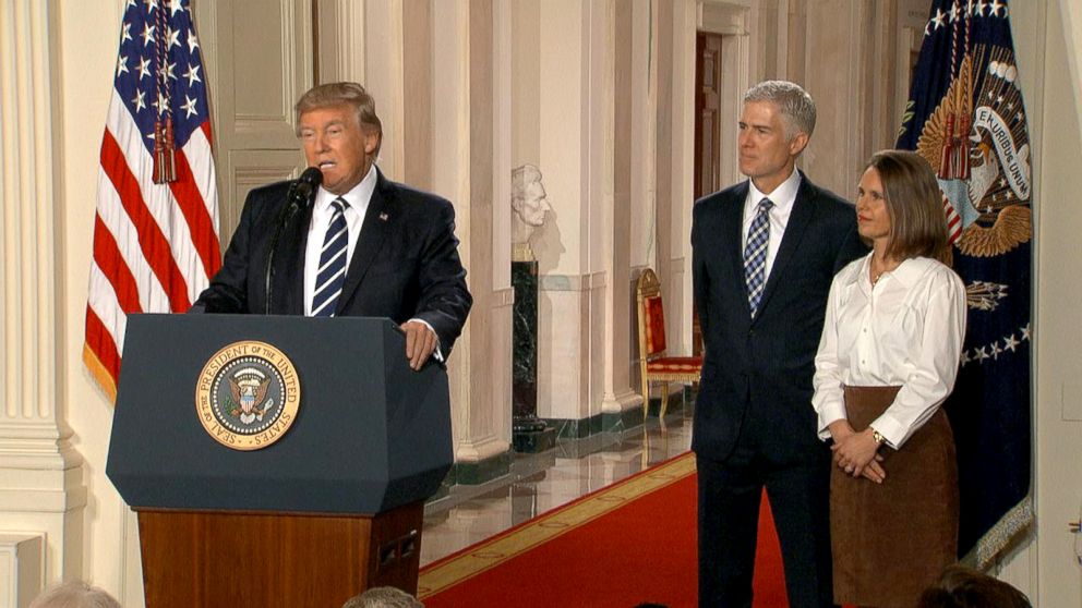 PHOTO: President Donald Trump with his Supreme Court nominee, Judge Neil Gorsuch and his wife. 