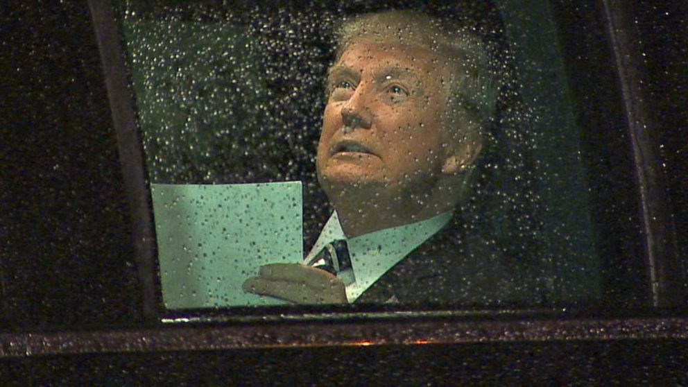 PHOTO: Video captured President Donald Trump practicing his first speech to Congress in the back of a limo as left the White House for the Capitol, Feb. 28, 2017. 