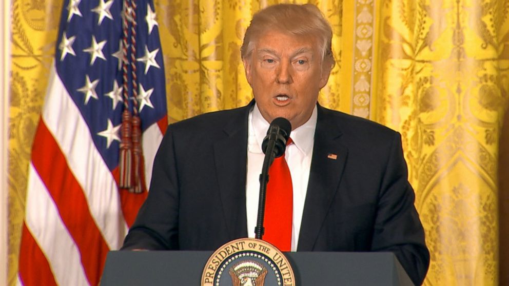 PHOTO: President Donald Trump speaks at a press conference at the White House in Washington, Feb. 16, 2017.