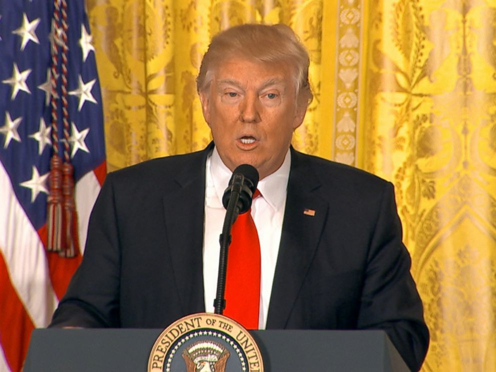 PHOTO: President Donald Trump speaks at a press conference at the White House in Washington, Feb. 16, 2017.