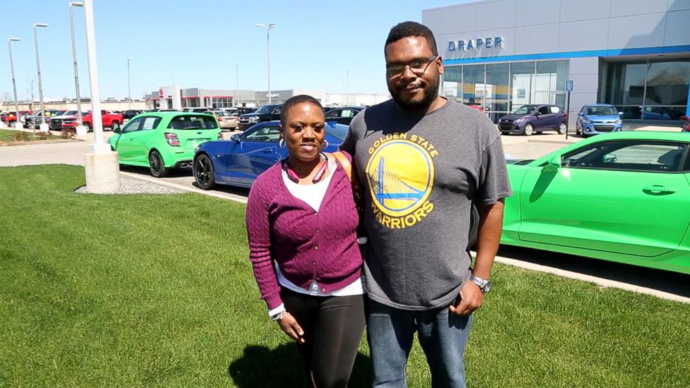 PHOTO: Poitiea Price, a Marine veteran, and fiancee Tranica McClendon, of Saginaw County in Michigan said they'd both give President Trump a D minus.