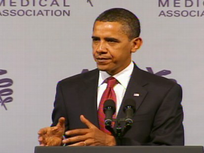 Video of Obama talking about health care reform.