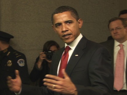 Video of Barack Obama on Capitol Hill lobbying GOP members of Congress for support for his economic stiumulus plan.