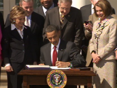 Video of President Obama signing jobs bill.