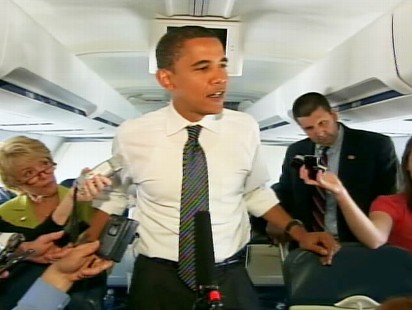barack obama on his press plane