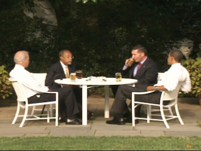 ABC News video of Obama, Gates, Biden and Crowley having beers.
