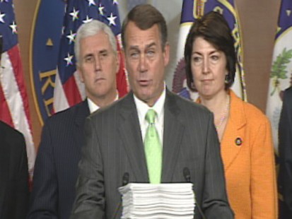 ABC News video of Rep. John Boehner reacting to House health care bill.