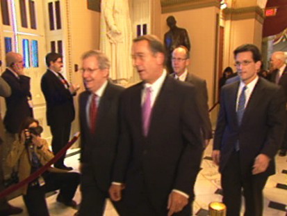 Video of Republicans marching to caucus on Democratic health reform efforts.
