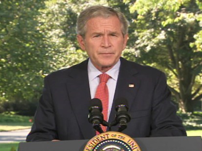 pic of bush discussing the economy from the white house
