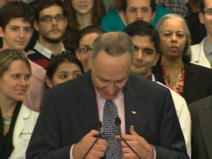 Sen. Chuck Schumer at Nov. 19 health care news conference.