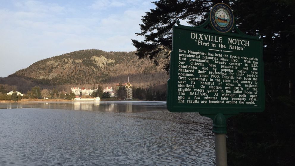 PHOTO: Dixville Notch has been known as 'First in the Nation' Since 1960, when nine residents voted at midnight. Most of its land is occupied by the historic Balsams resort.