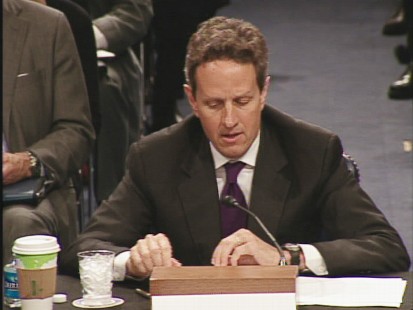 ABC News video of Tim Geithner Senate Banking committee hearing.