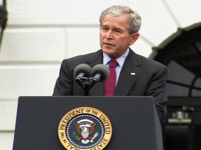 pic of president george bush in the rose garden at the white house