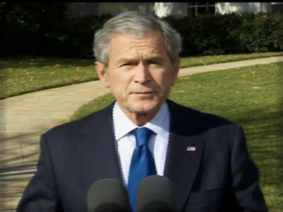pic of president george w. bush discussing the jobs report