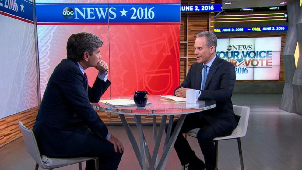 George Stephanopoulos speaks to New York Attorney General Eric Schneiderman on "Good Morning America," June 2, 2016.