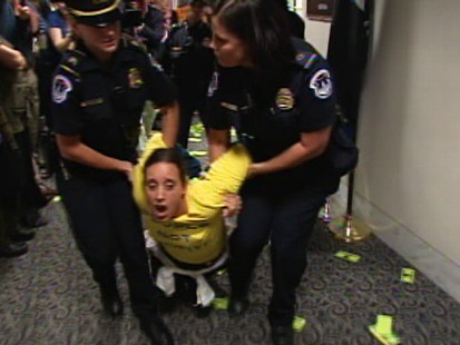 Video of health care reform Protesters storming Senator Liebermans office.