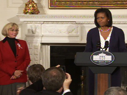 Video of Michelle Obama and Lilly Ledbetter discussing the equal pay for equal work bill.