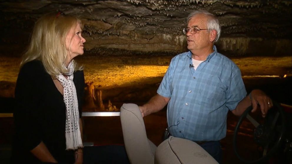PHOTO: ABC News' Martha Raddatz interviews Kirk Hansen, the PR director of Fantastic Caverns, in Springfield, Mo., July 13, 2016.
