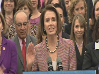ABC News video of Nancy Pelosi unveiling House health care bill.