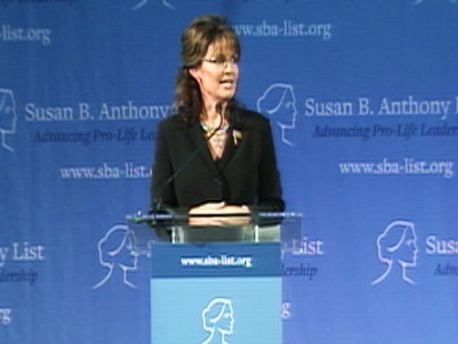 Video of Sarah Palin remarks on pro-life leadership in Washington, D.C.