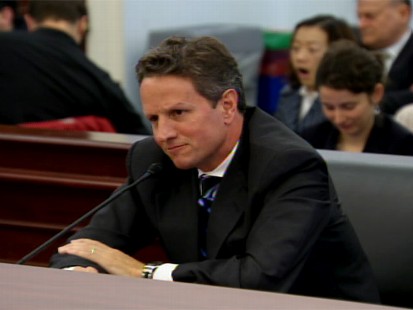 Video of Treasury Secretary Tim Geithner being grilled on Capitol Hill by Republicans.