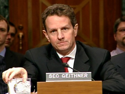 Video of Treasury Secretary Tim Geithner taking heating on Capitol Hill.