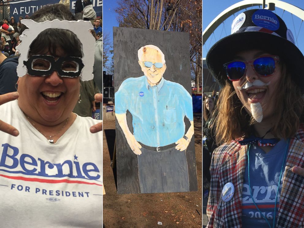 PHOTO: Homemade signs were a staple of Bernie Sanders events, not to mention Bernie-beer, donuts, earrings, and shirts.