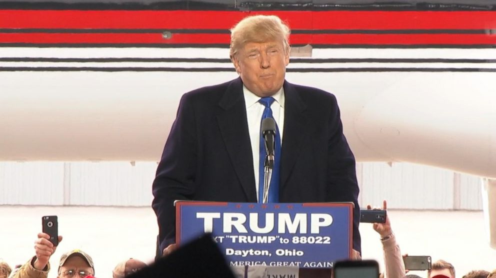 PHOTO: Donald Trump speaks at a rally in Vandalia, Ohio, March 12, 2016. 