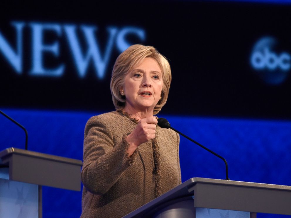 PHOTO:Hillary Clinton speaks at the Democratic Presidential debate from St. Anselm College in Manchester, NH, Dec. 19, 2015.
