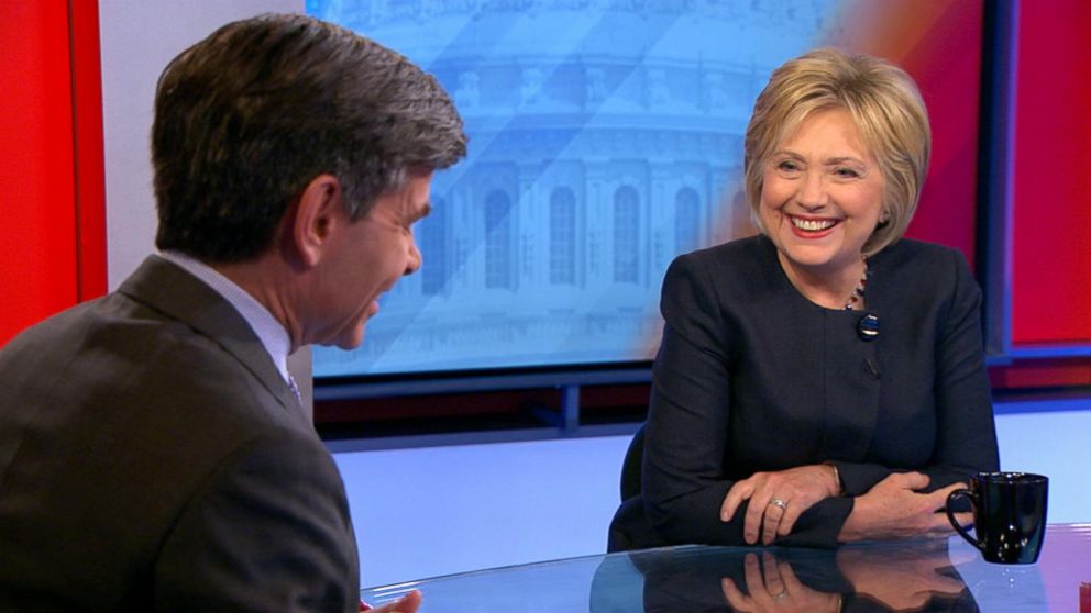 Hillary Clinton, right, speaks with George Stephanopoulos live on "Good Morning America," Jan. 13, 2016.
