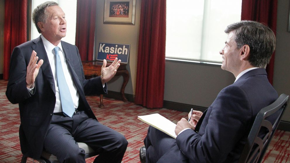 George Stephanopoulos interviews Ohio Gov. John Kasich, July 21, 2015, in Columbus, Ohio.