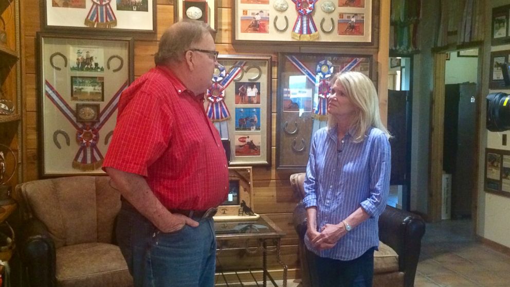 ABC News' Martha Raddatz interviews voter Jud Little at his ranch in Ardmore, Oklahoma, July 12, 2016. 