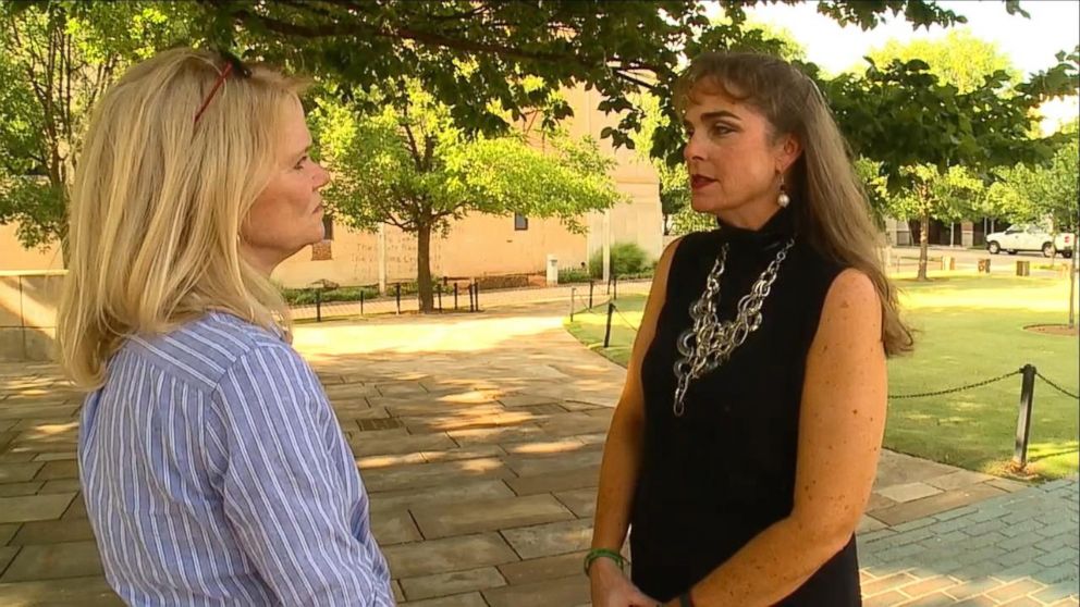PHOTO: ABC News' Martha Raddatz interviews Melissa McLawhorn Houston at the Oklahoma City bombing memorial, July 12, 2016. 