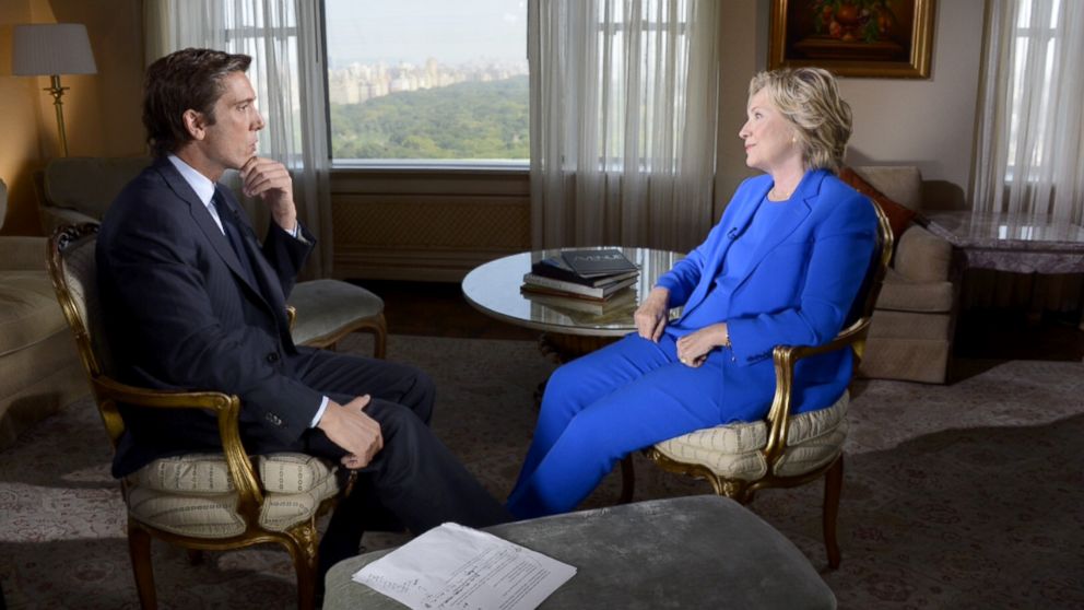 Hillary Clinton sits down with ABC's David Muir on September 8, 2015 for an exclusive interview. 