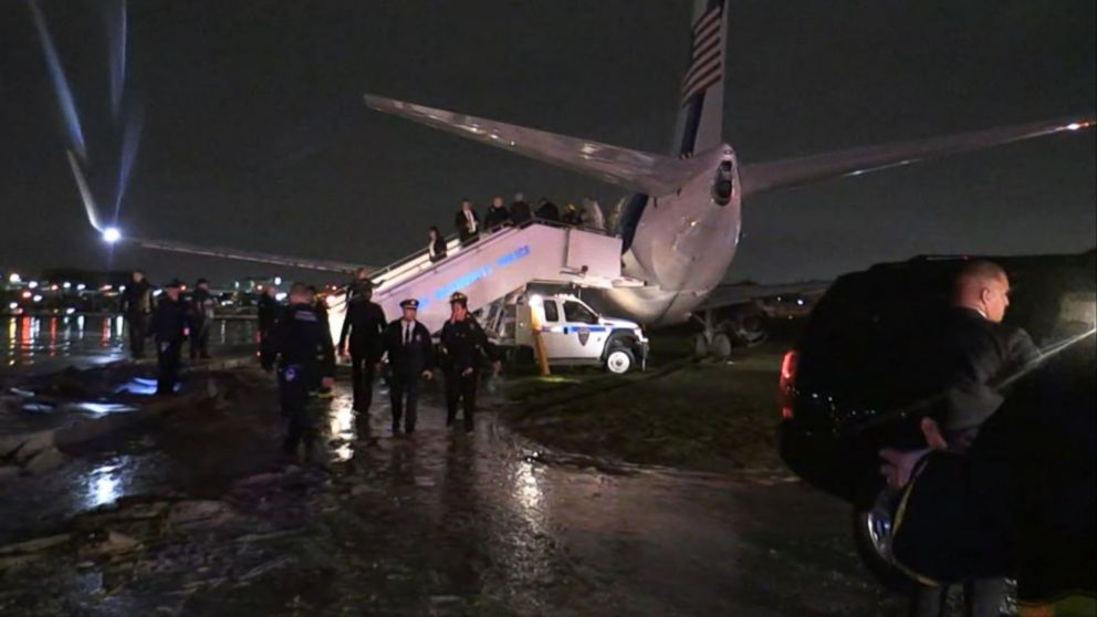 PHOTO: Republican Vice Presidential candidate Mike Pence was on a plane that skidded off the runway at LaGuardia airport in New York, Oct. 27, 2016. 