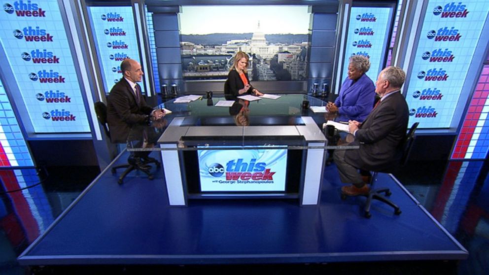 PHOTO: ABC News Contributor and Democratic Strategist Donna Brazile, ABC News Political Analyst and Special Correspondent Matthew Dowd, and ABC News Contributor and The Weekly Standard Editor Bill Kristol on 'This Week'