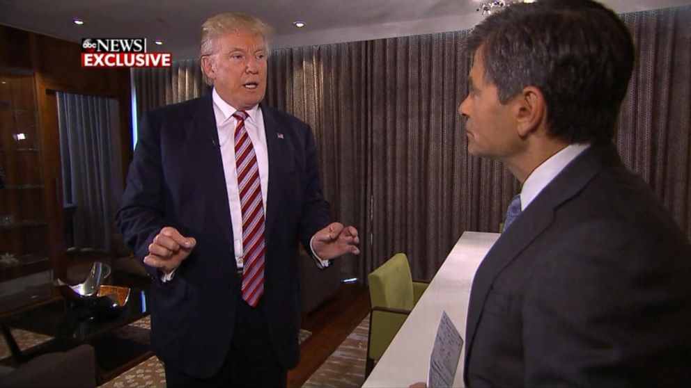 Donald Trump, presidential Republican nominee, speaks with ABC News' George Stephanopoulos about wife Melania Trump and the flap over similarities with her speech and Michelle Obama's 2008 speech.