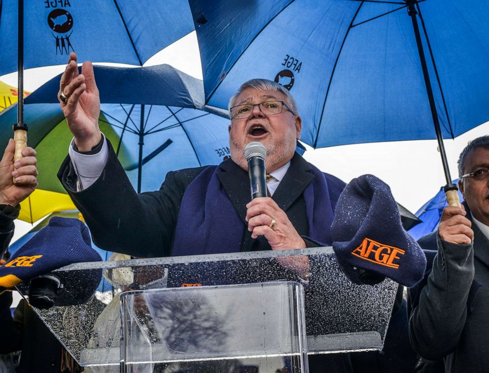 PHOTO:  Cox Sr. National President of the American Federation of Government Employees, addresses union members and Congressional leadership during a rally for wage increases on Feb., 9, 2016, in Washington, D.C.
