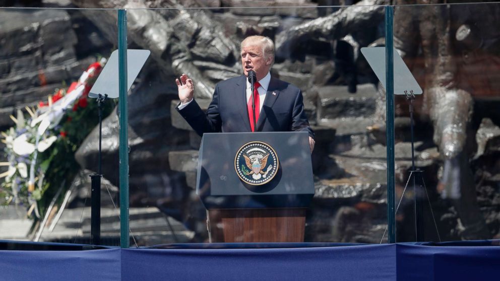 President Donald Trump delivers a speech in Krasinski Square, in Warsaw, Poland, July 6, 2017.