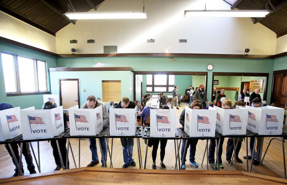 PHOTO: Voters cast their ballots at the Wil-Mar Neighborhood Center on the Near East Side of Madison, Wisconsin, Nov. 8, 2016. 