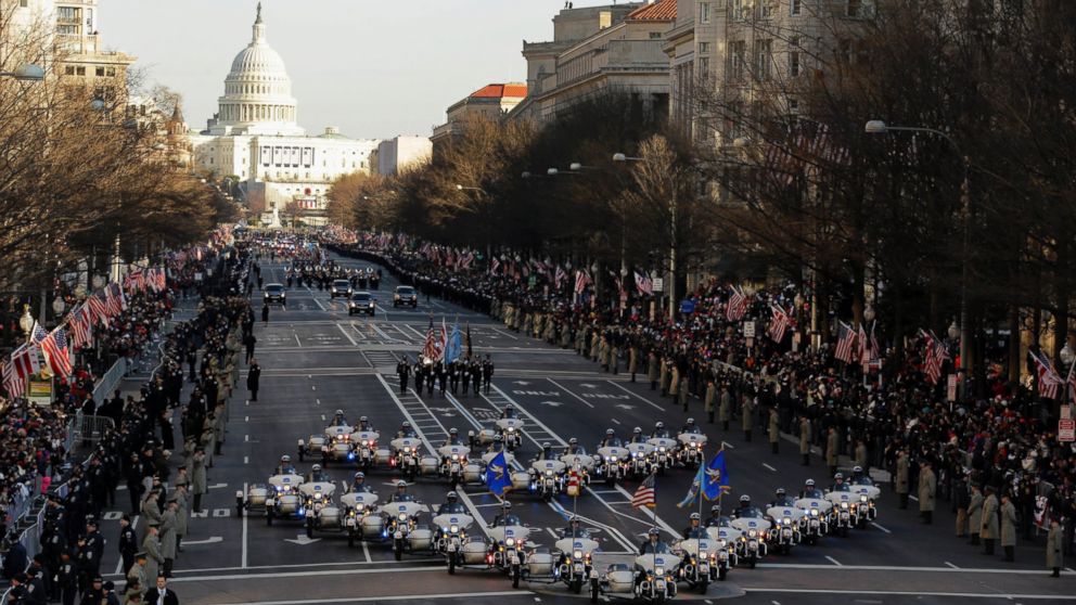 PHOTO: The 57th Presidential Inaugural Parade rolls down Pennsylvania Avenue from Capitol Hill in Washington, Jan. 21,2013, following President Barack Obama's ceremonial swearing-in ceremony during the 57th Presidential Inauguration.